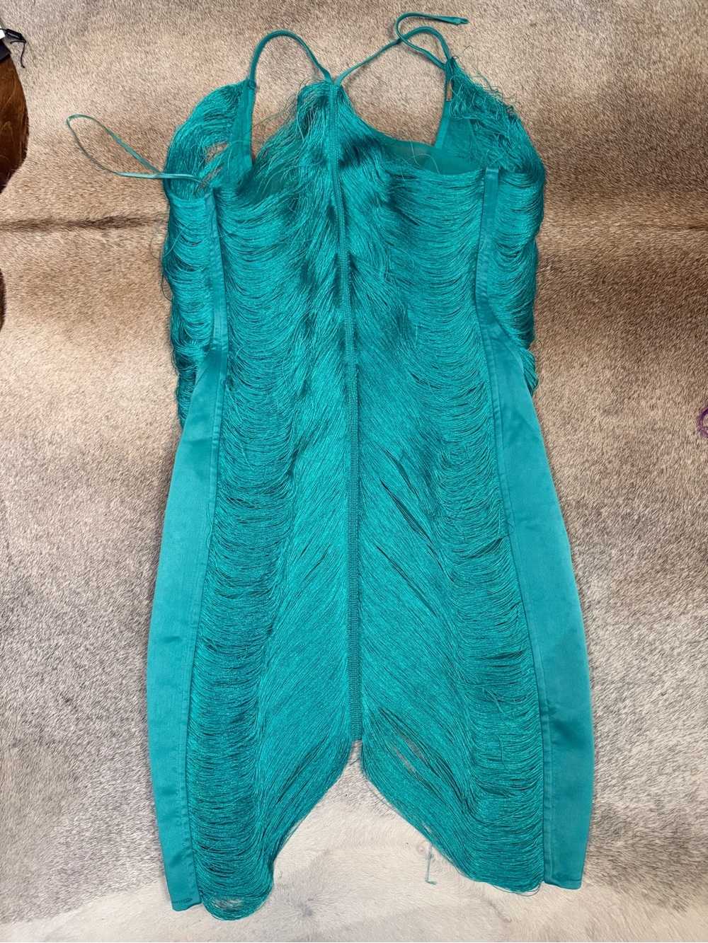 Cult Gaia Turquoise green Mara silk fringe mini dress in XS - Picture 8 of 10